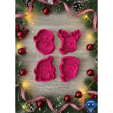 BarsDepo 4'lü Kurabiye Kalıbı Seti - Noel Yüzleri Yenı Yıl (6-7cm)