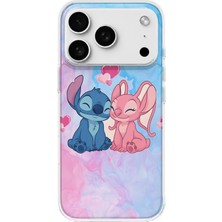 LOTUS GOLD iPhone 18 Pro Max Uyumlu Angel ve Stich Desenli Şeffaf Telefon Kılıfı