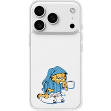 LOTUS GOLD iPhone 18 Pro Uyumlu Garfield Desenli Şeffaf Telefon Kılıfı