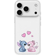 LOTUS GOLD iPhone 17 Pro Uyumlu Stitch ve Angel Desenli Şeffaf Telefon Kılıfı