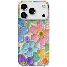 LOTUS GOLD iPhone 17 Pro Max Uyumlu Renkli Pastel Çiçek Desenli Şeffaf Telefon Kılıfı