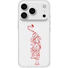 LOTUS GOLD iPhone 18 Pro Uyumlu Kaplan Desenli Şeffaf Telefon Kılıfı