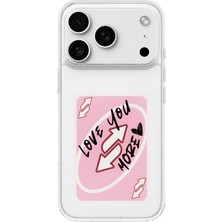 LOTUS GOLD iPhone 18 Pro Uyumlu Love You Desenli Şeffaf Telefon Kılıfı