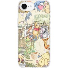LOTUS GOLD iPhone 16E Uyumlu Winnie The Pooh Desenli Şeffaf Telefon Kılıfı