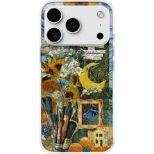 LOTUS GOLD iPhone 18 Pro Uyumlu Van Gogh Desenli Şeffaf Telefon Kılıfı
