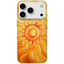 LOTUS GOLD iPhone 18 Pro Max Uyumlu Güneş Desenli Şeffaf Telefon Kılıfı