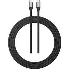 Store 100W Type-C Şarj Kablosu 1.2 Metre Halat Örgü 480MBPS Kırılmaz Bükülmez Data Kablosu DC22,SIYAH