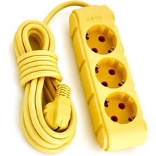 Store 3lü 3 Metre Topraklı Grup Priz, 16A 250V, Üçlü Uzatma Kablosu Sarı Renk
