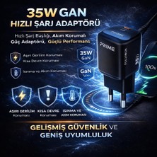 Store 35W Gan Hızlı Şarj Adaptörü, Hızlı Şarj Başlığı,1x Type-C Girişi, 1x USB Girişi, Güçlü Performans, Aşırı Gerilim, Kısa Devre, Isınma ve Akım Koruması, Gelişmiş Güvenlik ve Geniş Uyumluluk (Kablo Dahi)