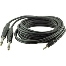 Store Parcbeny 17526 3.5 mm Stereo Erkek / 2x6.3 mm Mono Gitar Erkek 3 Metre Kablo Seslendirme Kablosu 2*gitar-3.5mm Stereo Jak