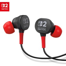 Store Wired Earbuds For Nintendo Switch 2- Black, Officially Licensed, 8 mm Speaker Drivers, In-Ear Design, 3 Swappable Tips, Includes Drawstring Storage Bag
