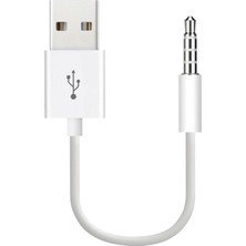 Store Ipod Shuffle ile Uyumlu USB Şarj ve Veri Aktarım Kablosu, 3.5 mm Jack - USB A Senkronizasyon Kablosu, Şarj Data Bağlantı Kablosu Beyaz