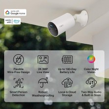 Store C410, 2k 3mp, Renkli Gece Görüşü, Şarj Edilebilir, Solar Panel Destekli, IP65, Yerel/bulut Depolama, 125° Açılı, Işıklı ve Sesli Alarm, Kablosuz Bataryalı Güvenlik Kamerası