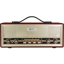 Store Midi Boy Retro Radyo Bluetooth Destekli Taşınabilir Radyo - Fm/am/sw Frekans, Usb/tf Kart Girişli, 2X8W Hoparlör, Şarjlı ve Kablolu Kullanım 35CM x 14CM PX-630BT (PX-630BT - Kahverengi)