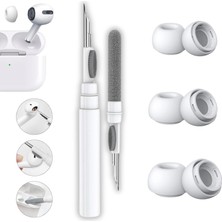 Store Pro ve Pro 2.nesil Uyumlu Anc Delikli Silikon Kulaklık Uçları (S,m,l) ve 3'ü 1 Arada Bluetooth Kulaklık Temizleme Kalemi Seti (Beyaz)
