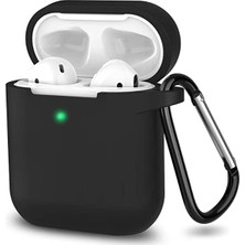 Store Apple Kulaklık 1/2 Nesil Ile Uyumlu Tam Koruyucu Askılı Yumuşak Slikon Kulaklık Kılıfı (Siyah)