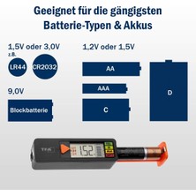 Store Dostmann Pil Test Cihazı Batterycheck, 98.1126.01, Piller ve Aküler Için (Aaa,aa,c, D), Düğme Pil, Blok Pil, Şarj Durumu/volt Göstergesi, Kolay ve Hızlı, Siyah
