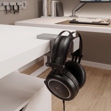 Store Masa Kenarı Kulaklık Standı, Gri Kulaklık Standı, 0-5 cm Masa Kalınlığına Uyumlu, Dayanıklı Gaming Kulaklık Askısı, Kulaklık Tutucu