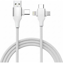 Store USB Type-C 5'i 1 Arada Çoklu Hızlı Şarj Kablosu Lightning Micro USB 1m Beyaz