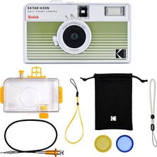 Store Kodak Ektar H35N Yarım Çerçeve Film Kamera Premium KITI,35MM Yeniden Kullanılabilir,su Geçirmez Kılıf,kablo Çıkarıcı,renk Filtreleri,flaşlı,seyahat Dostu(Film ve Aaa Pil Dahil Değildir)(Çizgili Yeşil)