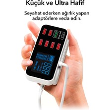 Store LED Ekranlı 8 Port Masaüstü Duvar Seyahat Type C USB 40W Şarj Istasyonu Adaptörü