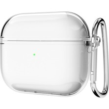 Store Soft Yumuşak Şeffaf Esnek Silikon Airpods 3 ile Uyumlu Kulaklık Kılıfı ve Karabina Anahtarlık (Şeffaf, Airpods 3)