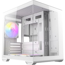 Store CX60M Argb White Mikro-Atx Oyuncu Kasası, Panoramik Temperli Cam Panel, 3X120MM Argb Fan Dahil, Beyaz