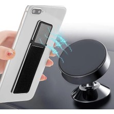 Store Manyetik Lastikli Kılıf Bandı Kayışlı Kılıf Askı Telefon Tutucu Yatay Dikey Stand Siyah