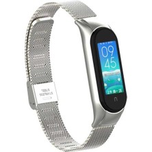 Store Xiaomi Mi Band 5 Uyumlu Lüks Metal Mıknatıslı Kordon – Paslanmaz Çelik - Gümüş