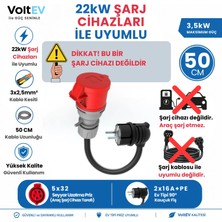 VoltEV 22kW Elektrikli Araç Şarj Cihazı için 50 Cm Ev Tipi Fişli Dönüştürücü Adaptör