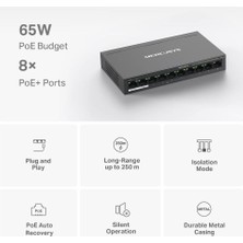 Store MS110P, 10-Port 10/100MBPS Desktop Switch With 8-Port Poe+