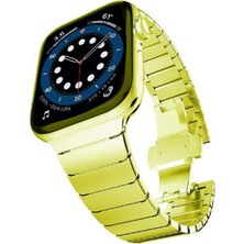 Store Apple Watch Tüm Seriler ile Uyumlu Balıksırtı Baklalı Paslanmaz Çelik Kordon (38-40-41 mm Gold)