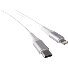 Store Wahoo Type C-Lightning 27WATT Pd Hızlı Şarj Kablosu (Beyaz/gümüş Metal) (100 Cm)