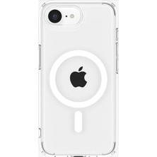 Store iPhone 17E / 16E ile Uyumlu Şeffaf Magsafe Kılıf Crystal Flex Mag Fit Clear White - ACS09127
