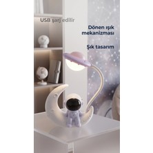 VizyonumVar Concept Dekoratif Astronot ve Ay Tasarımlı Gece Lambası - Karikatür Figürlü Dayanıklı Abs Masaüstü Süsü (26 Cm)