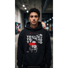 Oversize Unisex Kapüşonlu Sweatshirt %100 Pamuk 3 Iplik Şardonlu Sırt Baskılı