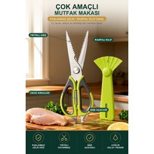Viracasa Çok Amaçlı Mutfak Makası Yeşil Paslanmaz Çelik Kılıflı Et Tavuk Kesme Makası