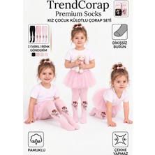 Trendcorap Ekinoks Serisi 3 Adet Kız Çocuk & Bebek Desenli Pamuklu Mevsimlik Külotlu Çorap
