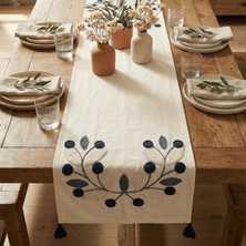 Destiva Home Buldan Işi Çiçek Desen Nakışlı Sarı Püsküllü Pamuk Runner (40X130 Cm)