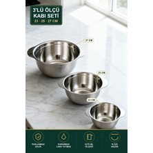 Viracasa Paslanmaz Çelik Ölçekli Karıştırma Kabı 3'lü Set 1500-1850-2400 ml Hamur ve Salata Kasesi