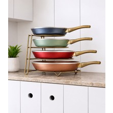 Statika Home Tavalık Eskitme , 4 Katlı Metal Organizer Tava Rafı