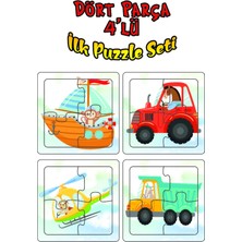 St. Morritz Sevimli Araçlar Ilk Puzzle Gemi, Traktör, Helikopter, Kamyon Ahşap Puzzle 4 Parça 4'lü Set