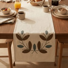 Destiva Home Buldan Işi Çiçek Desen Nakışlı Sarı Püsküllü Pamuk Runner (40X130 Cm)