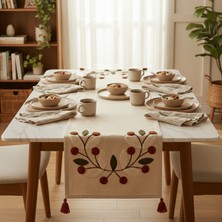Destiva Home Buldan Işi Çiçek Desen Nakışlı Sarı Püsküllü Pamuk Runner (40X130 Cm)