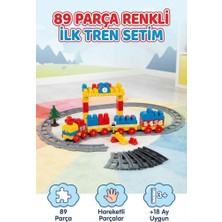 Farbu Oyuncak Eğitici 89 Parça Tren Seti ve Blokları Hayal Gücü ve Beceri Geliştirici Renkli Oyuncak Tren Seti