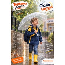 Toptancı Amca Şeffaf 8 Tellli Hafif ve Kolay Açılır Çocuk ve Gençler Için Şemsiye 90 cm Çaplı