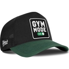 BlackBörk Gym Mode On Logolu Cordura Petrol Yeşili-Siyah Trucker Şapka