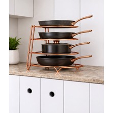 Statika Home Tavalık Bakır Rengi , 4 Katlı Metal Organizer Tava Rafı