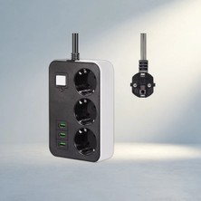 Meks Akım Korumalı 3'lü Priz 3 USB Girişi ile Hızlı Şarj Imkanı Sunar