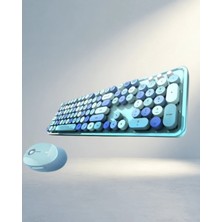 Meks Retro Tasarımlı Kablosuz Klavye ve Mouse Seti 104 Tuş